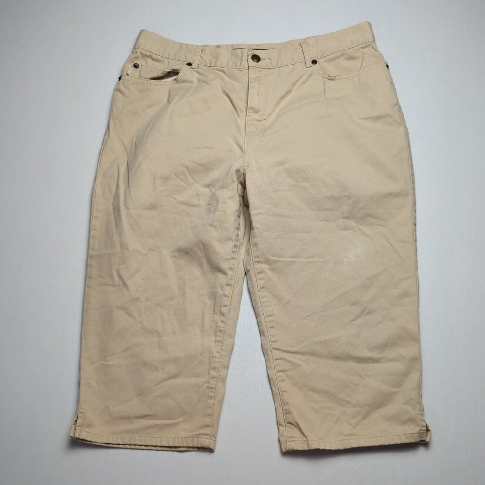 Lauren Jeans Co Ralph Lauren Petite Womens 12P Beige Cropped Pants Casual
